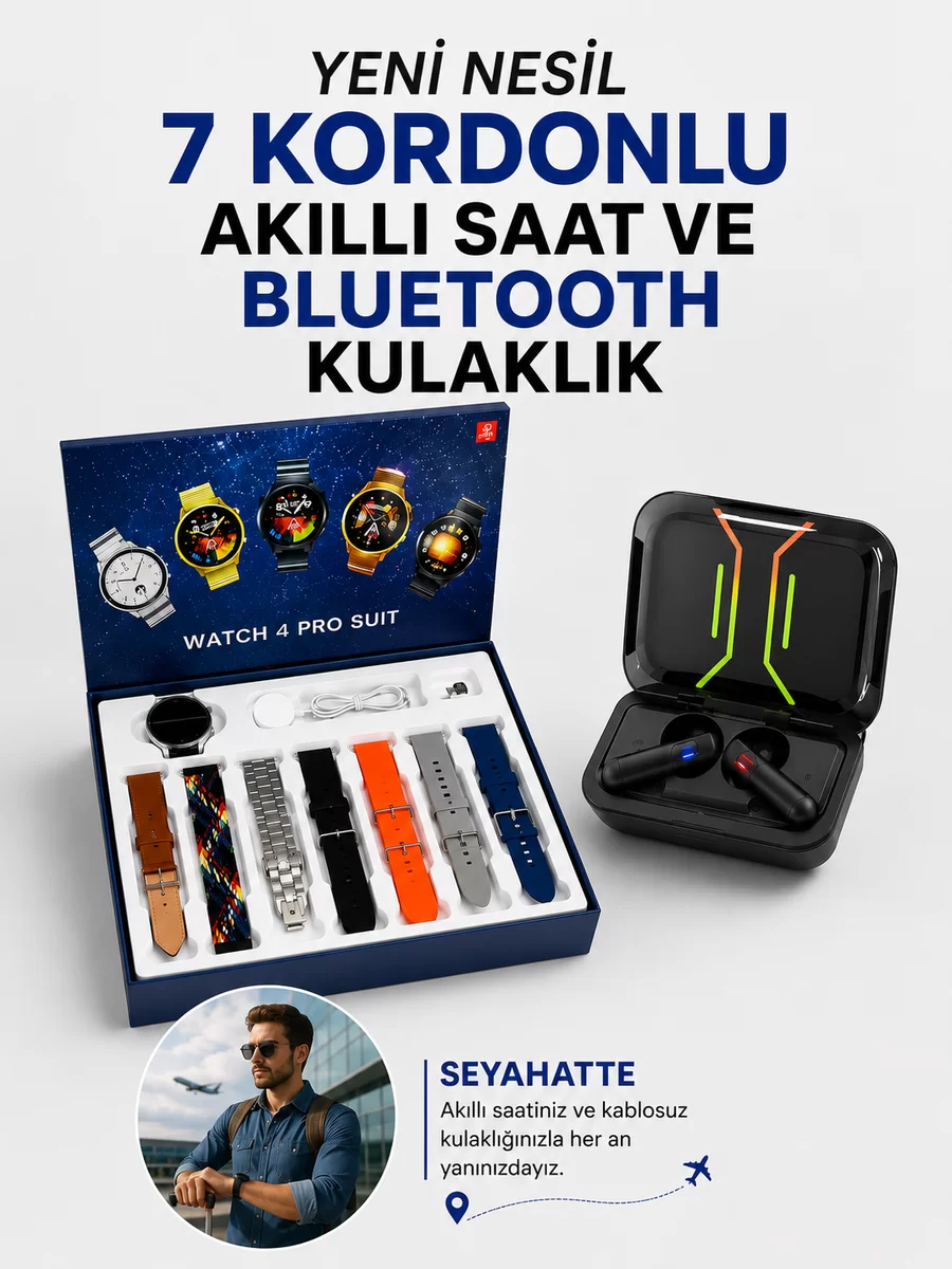 2025 Model Kablosuz Kulaklık ve Yeni Nesil Akıllı Saat Metal Kayış Plastik Kayış 1 2025 Model Kablosuz Kulaklık ve Yeni Nesil Akıllı Saat Metal Kayış Plastik Kayış