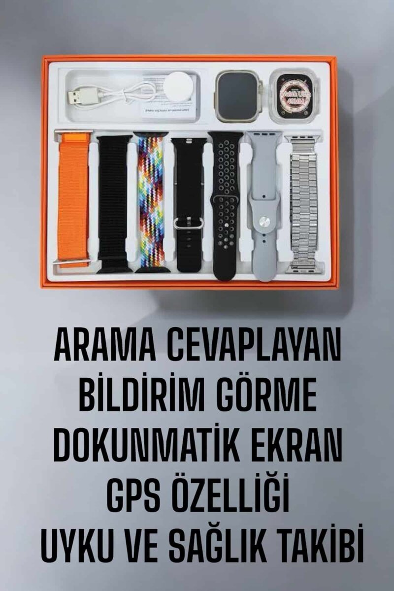 Akıllı Saat 7 Kordonlu MetalPlastik Ve Hasır Kordon Seçeneği 2 Akıllı Saat 7 Kordonlu MetalPlastik Ve Hasır Kordon Seçeneği - Görsel 2