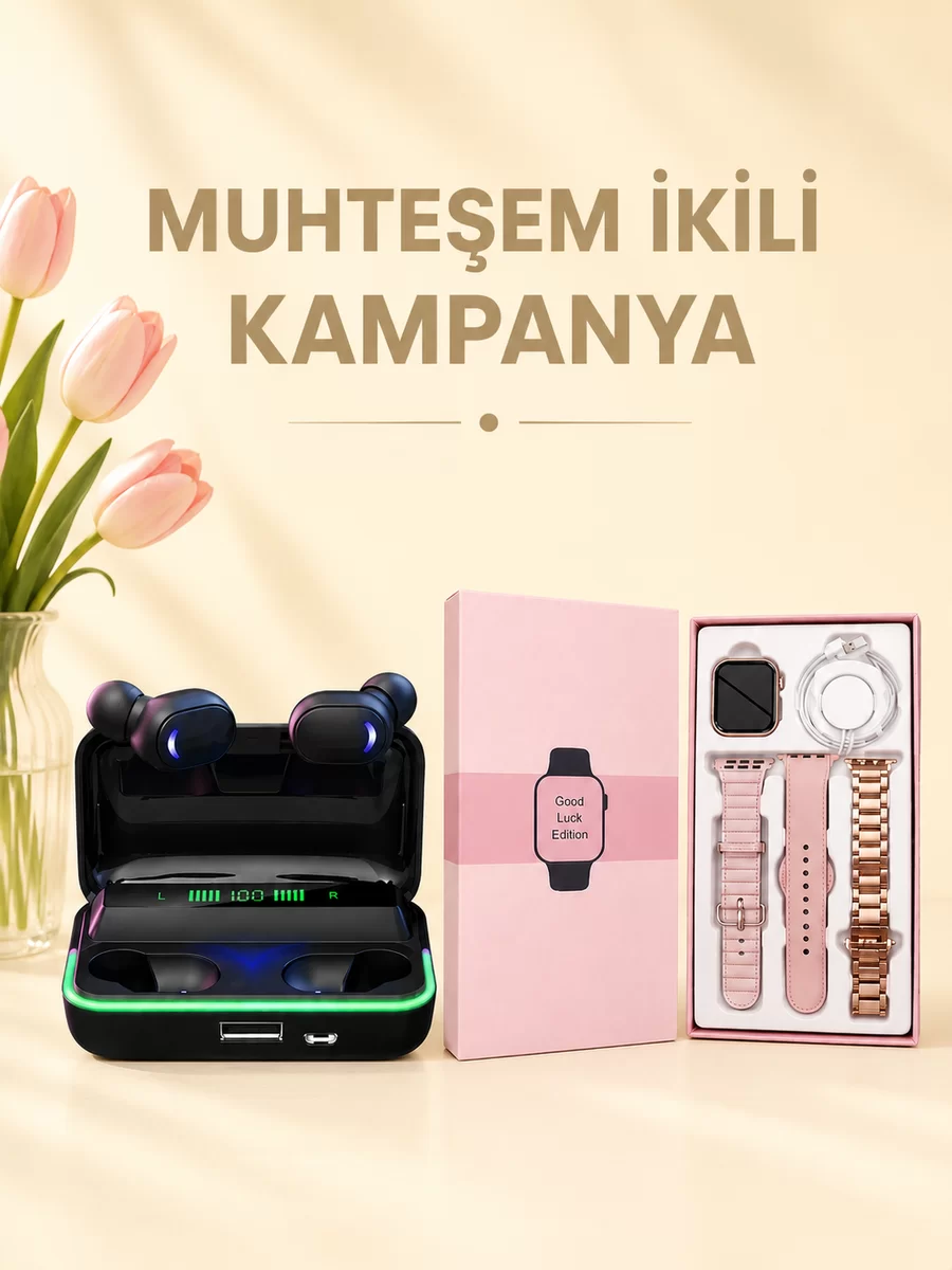 Kadınlara Özel Bileklik Hediyeli Akıllı Saat ve Dijital Göstergeli ANC Özellikli Bluetooth Kulaklık 1 Kadınlara Özel Bileklik Hediyeli Akıllı Saat ve Dijital Göstergeli ANC Özellikli Bluetooth Kulaklık