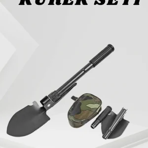 Katlanabilir Kamp Küreği Küçük Kazma Kürek Seti Pusulalı