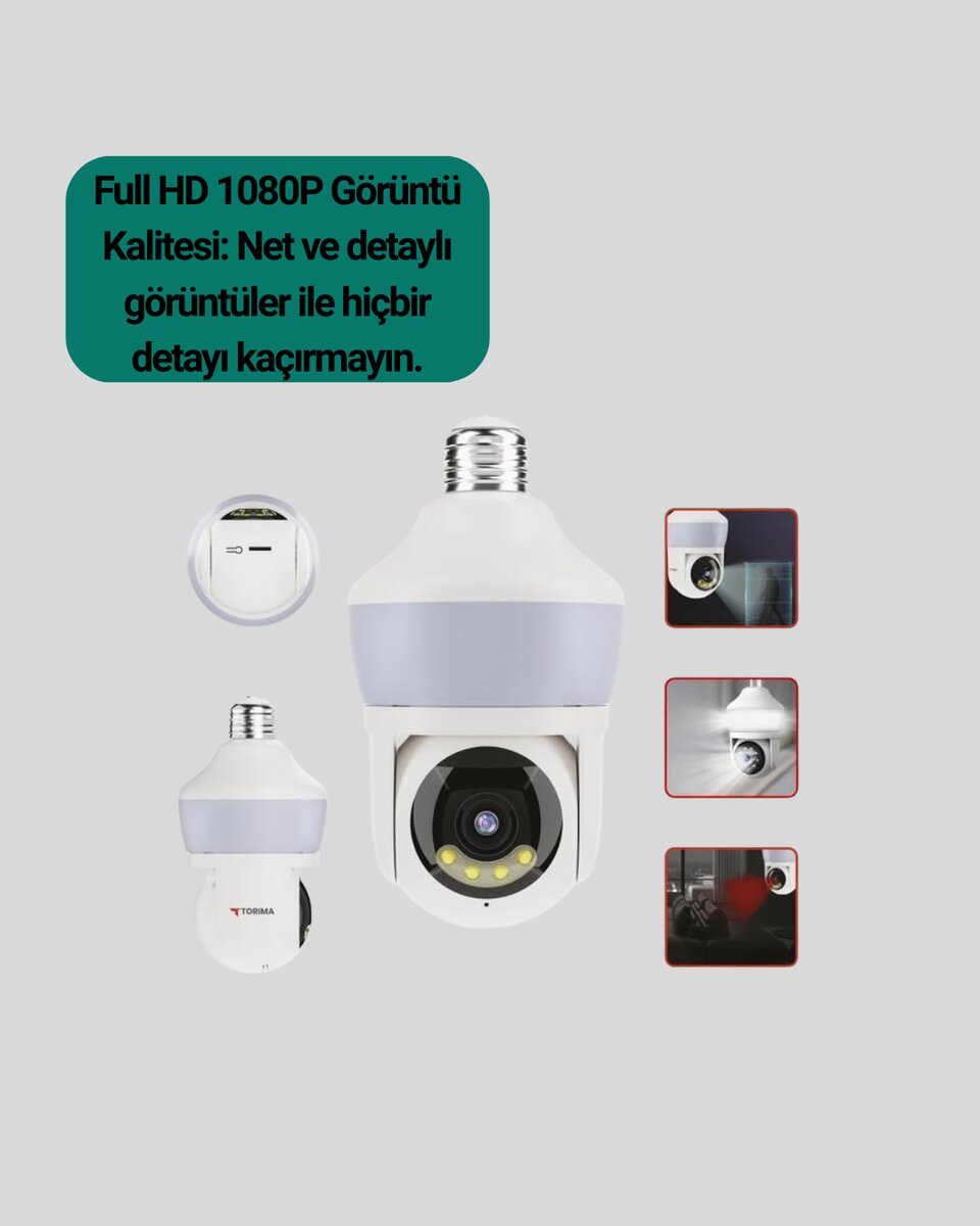 1080P Görüntü Kaliteli Wi-Fi Ampul Tipi Güvenlik Kamerası 4 1080P Görüntü Kaliteli Wi-Fi Ampul Tipi Güvenlik Kamerası - Görsel 4