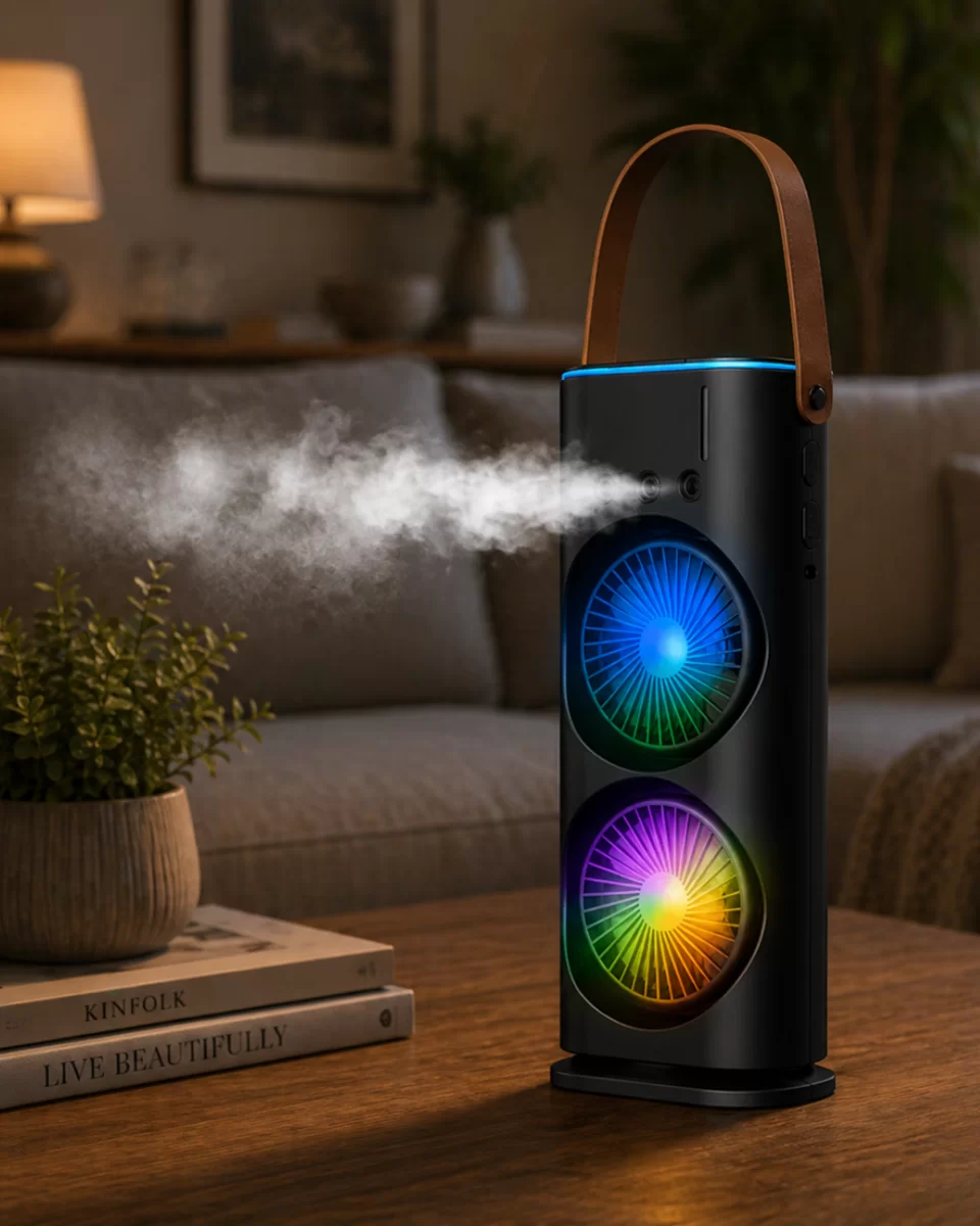 Çift Fanlı Nemlendiricili Masaüstü Soğutucu USB Girişli Sessiz Serinletici 1 Çift Fanlı Nemlendiricili Masaüstü Soğutucu USB Girişli Sessiz Serinletici