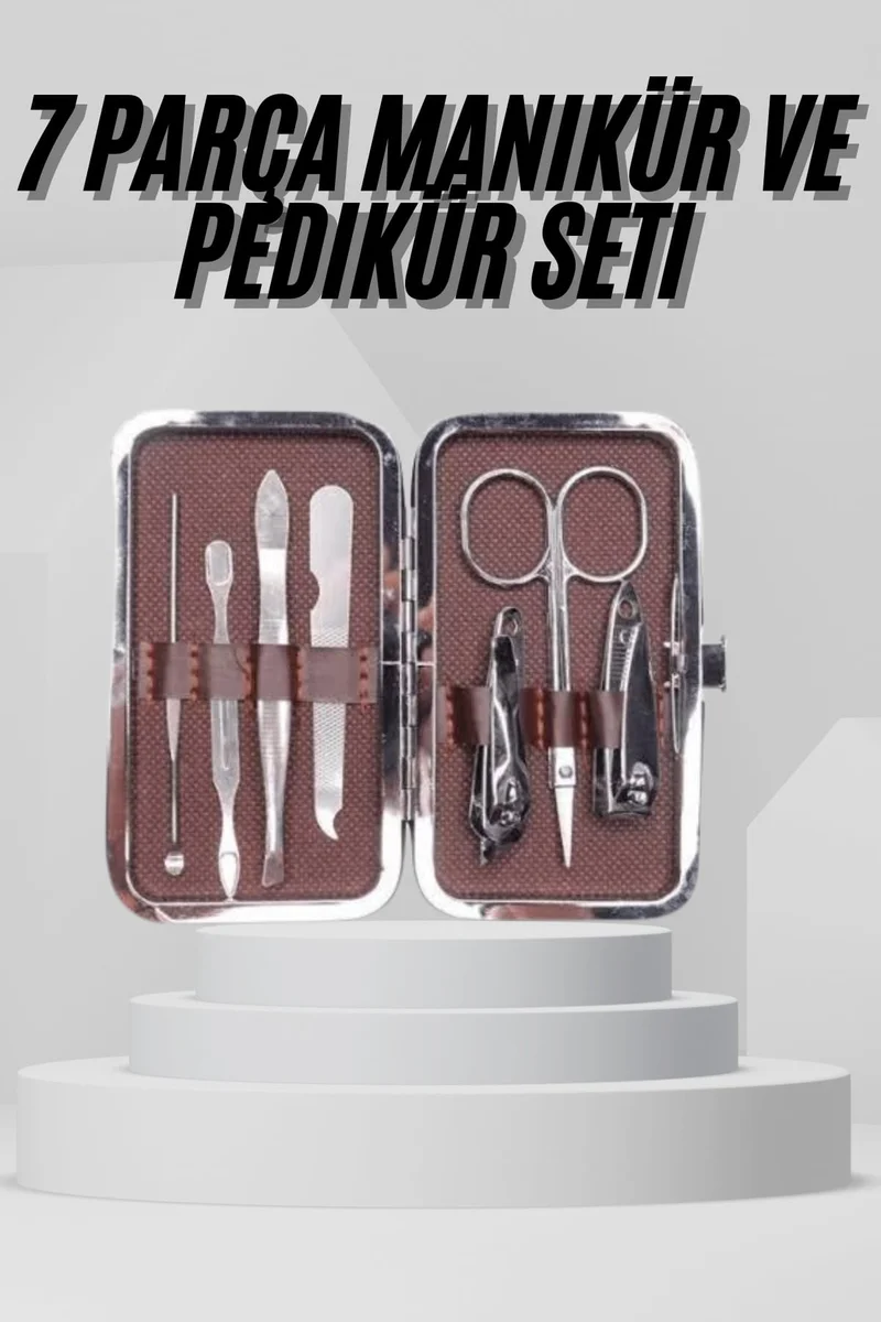 7 Parça Paslanmaz Çelik Manikür ve Pedikür Seti Çantalı Profesyonel 1 7 Parça Paslanmaz Çelik Manikür ve Pedikür Seti Çantalı Profesyonel