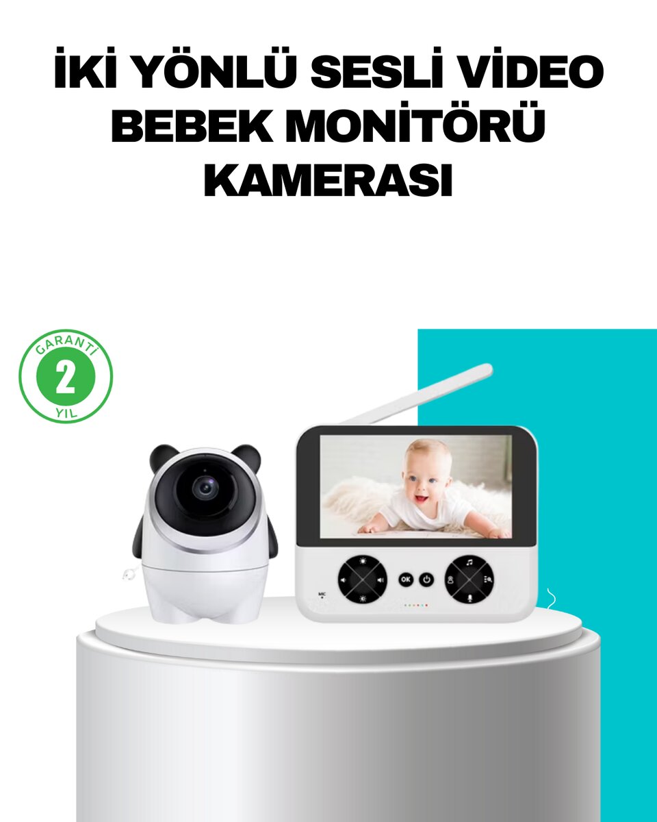 720P Bebek Kamerası Uzaktan Kontrollü Gece Görüşlü Monitör - Görsel 2