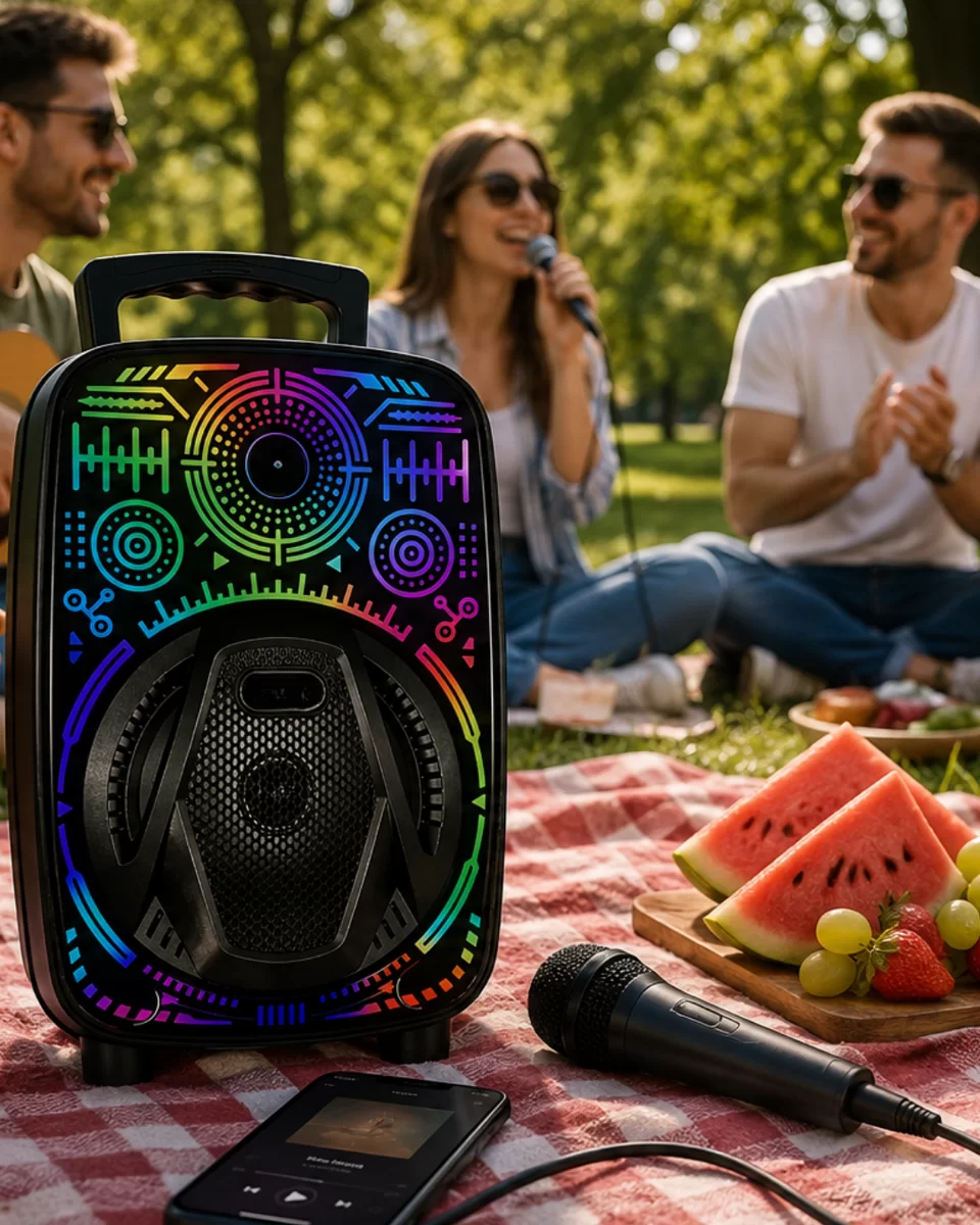 Karaoke Hoparlör RGB LED Işıklı USB FM Radyo Destekli Taşınabilir Speaker 1 Karaoke Hoparlör RGB LED Işıklı USB FM Radyo Destekli Taşınabilir Speaker