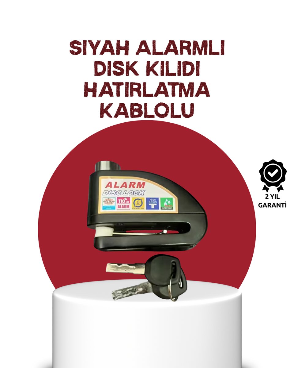 Güvenlik Sensörlü Alarmlı Disk Kilidi Motosiklet ve Bisiklet İçin 1 Güvenlik Sensörlü Alarmlı Disk Kilidi Motosiklet ve Bisiklet İçin
