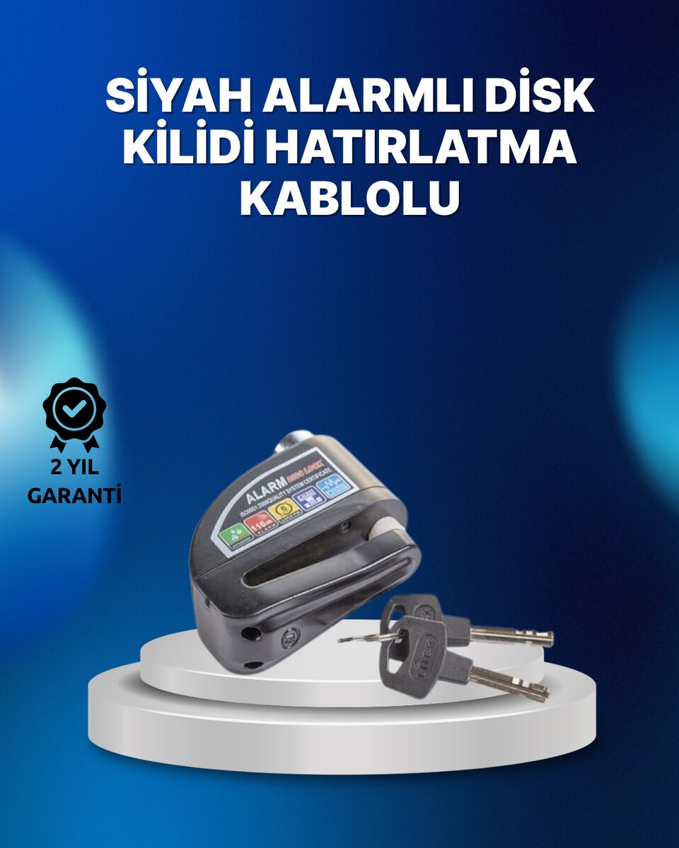 Suya Dayanıklı 110dB Alarmlı Çelik Disk Kilidi 1 Suya Dayanıklı 110dB Alarmlı Çelik Disk Kilidi