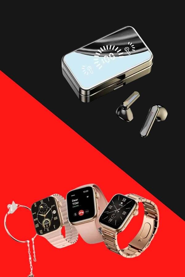 Bileklikli Amoled Ekran Akıllı Saat ve Dijital Göstergeli Kablosuz Bluetooth Kulaklık ANC/ ENC 5 Bileklikli Amoled Ekran Akıllı Saat ve Dijital Göstergeli Kablosuz Bluetooth Kulaklık ANC/ ENC - Görsel 5