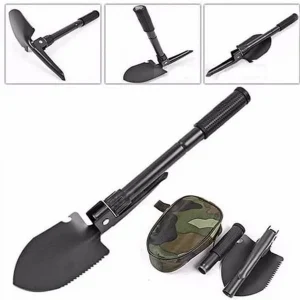 Pusulalı Katlanabilen Portatif Çantalı Mini Kazma Kürek Seti
