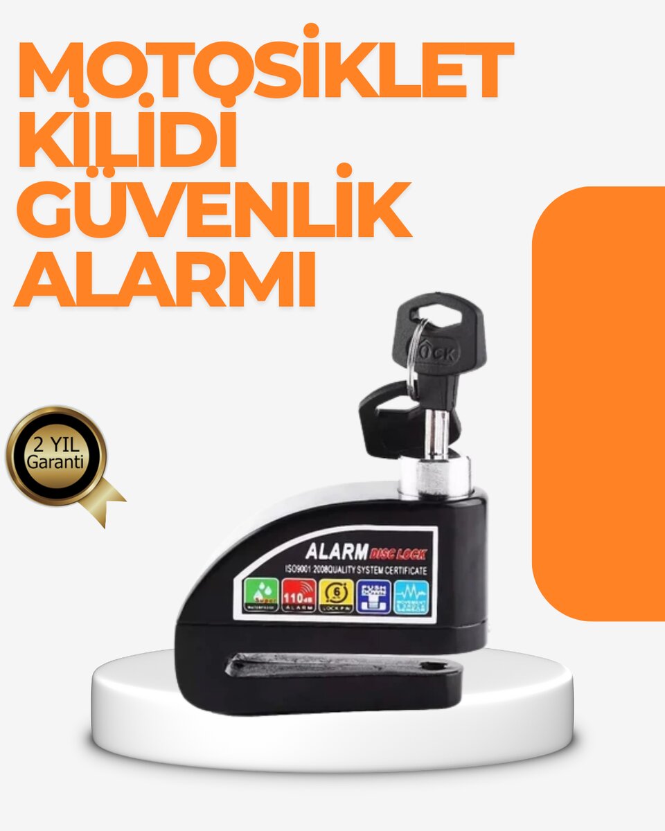 Alarm Sensörlü Disk Kilidi Motosiklet Scooter Bisiklet Güvenlik 1 Alarm Sensörlü Disk Kilidi Motosiklet Scooter Bisiklet Güvenlik