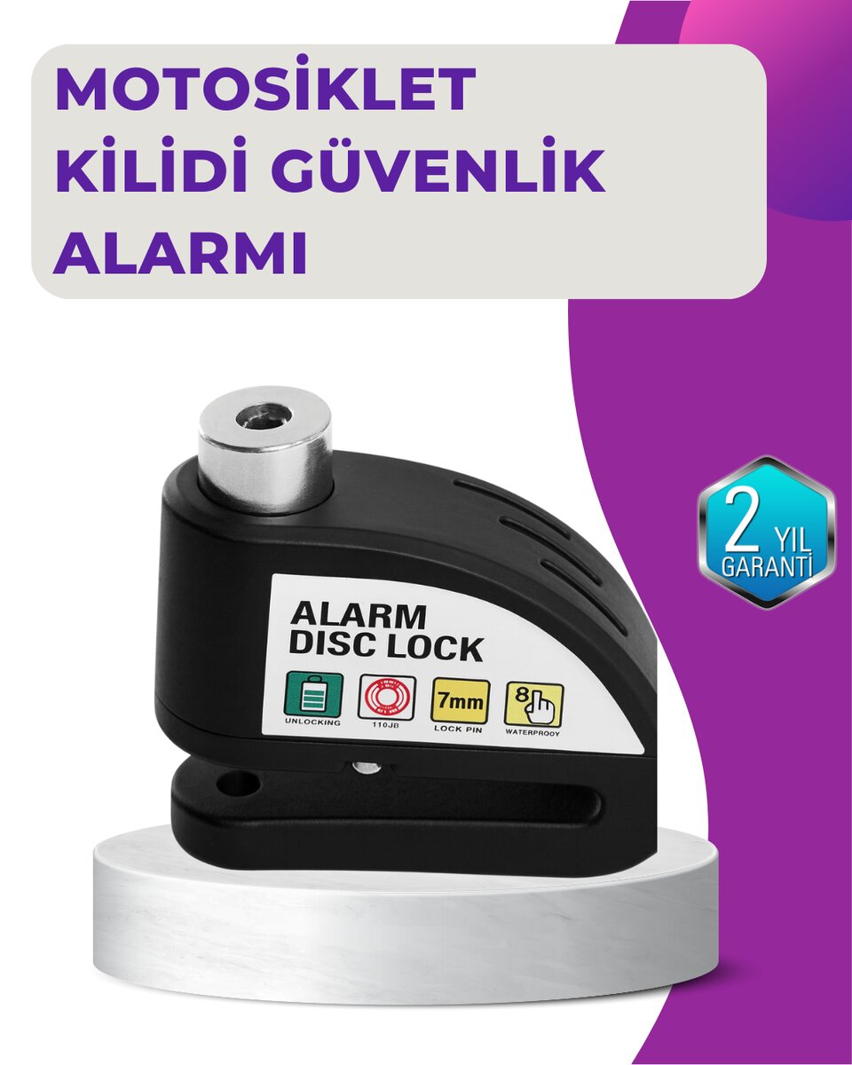 110 dB Alarm Disk Kilidi Motosiklet Scooter Bisiklet Güvenlik 1 110 dB Alarm Disk Kilidi Motosiklet Scooter Bisiklet Güvenlik