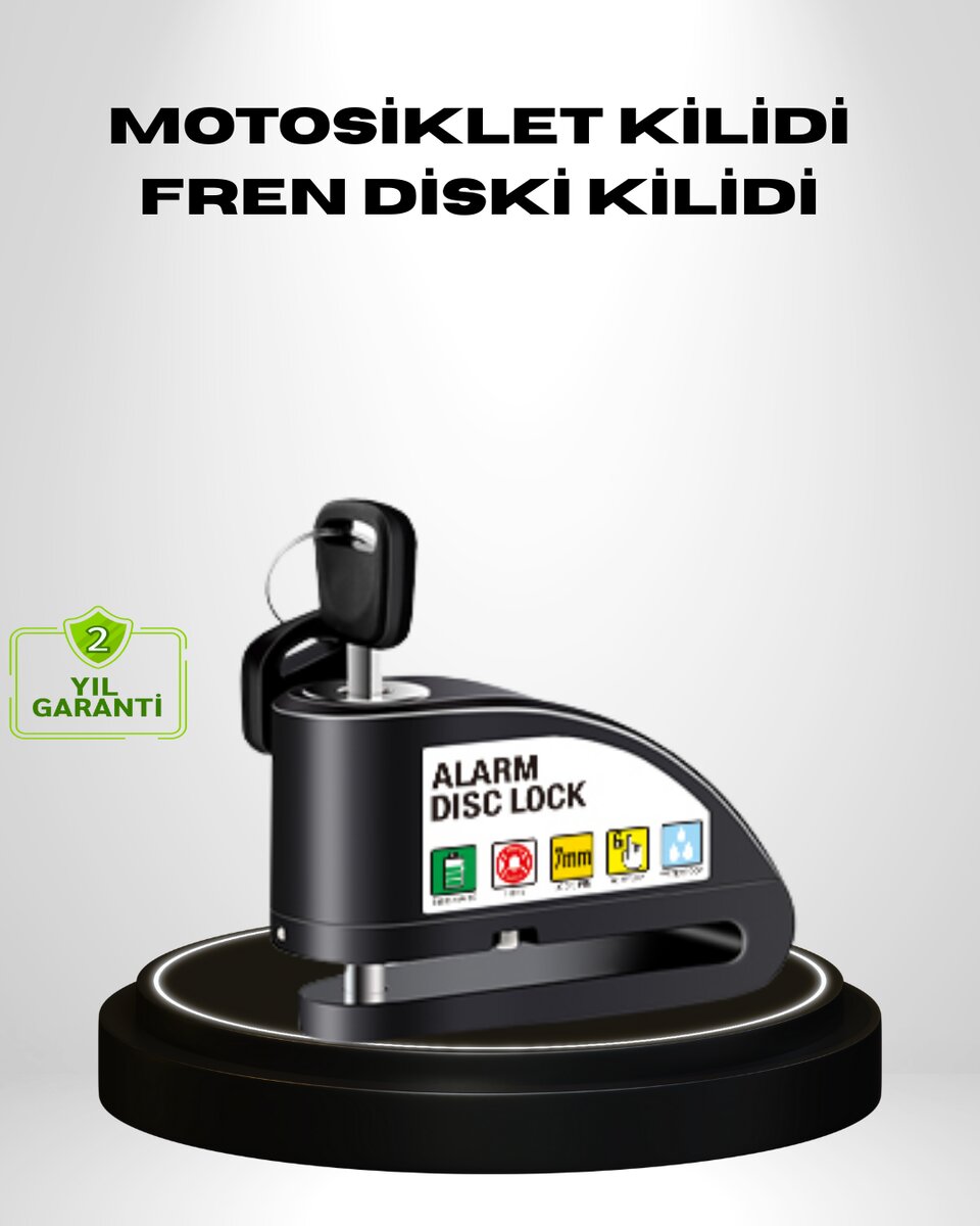 Titreşim Sensörlü Alarmlı Motosiklet Disk Kilidi 14mm Çelik Çift Kilitleme 1 Titreşim Sensörlü Alarmlı Motosiklet Disk Kilidi 14mm Çelik Çift Kilitleme