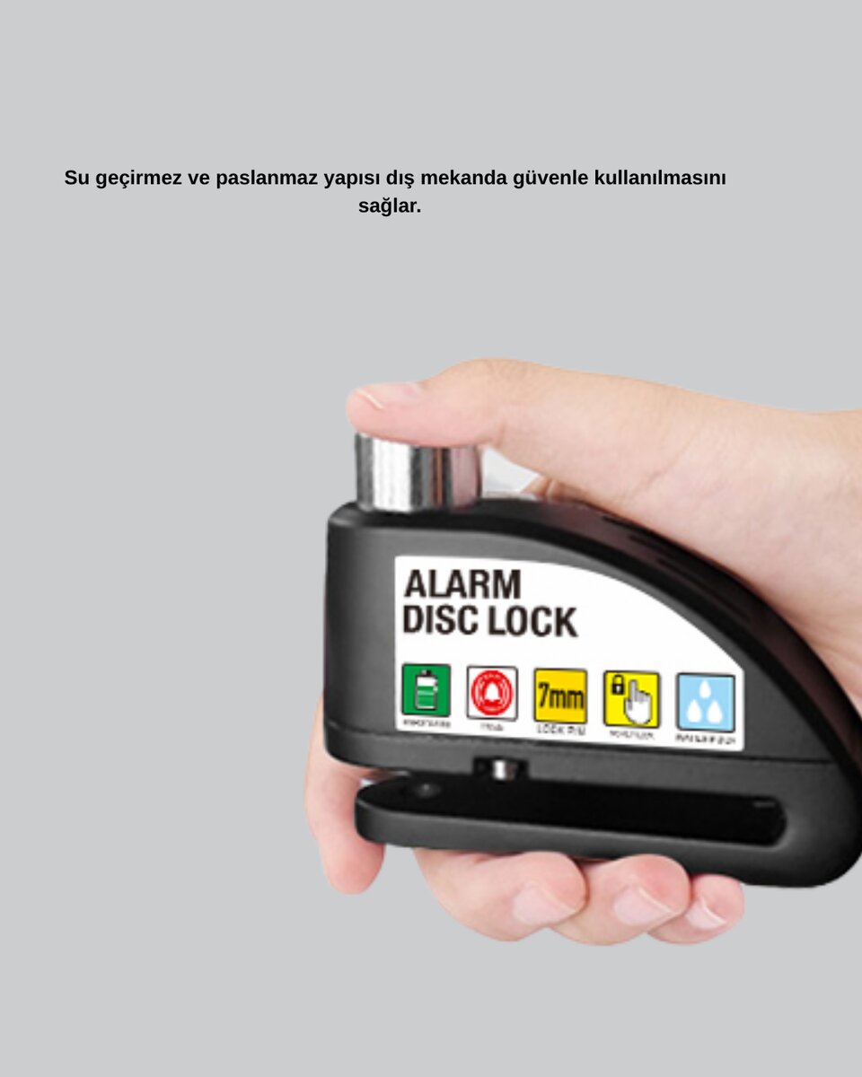 110 dB Alarmlı Disk Fren Kilidi Su Geçirmez Çelik Gövde Motosiklet Güvenlik 3 110 dB Alarmlı Disk Fren Kilidi Su Geçirmez Çelik Gövde Motosiklet Güvenlik - Görsel 3