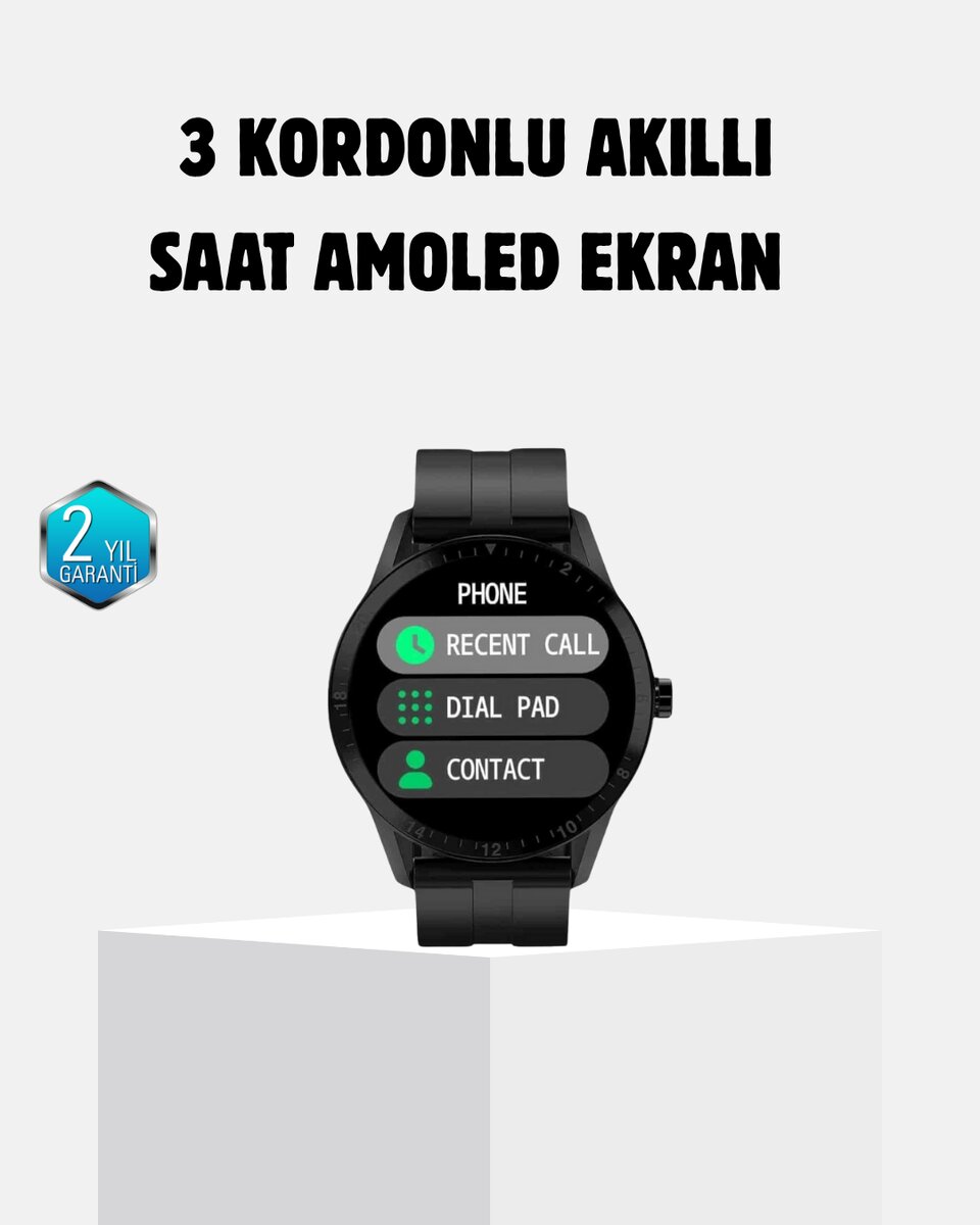 3 Kordonlu AMOLED Akıllı Saat – Sağlık Takipli 1 3 Kordonlu AMOLED Akıllı Saat – Sağlık Takipli