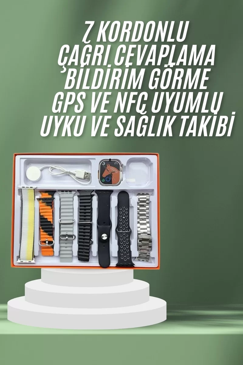 2.05 İnç IPS Ekranlı Akıllı Saat Sağlık Takip ve Spor Modları 7 Kordonlu 2 2.05 İnç IPS Ekranlı Akıllı Saat Sağlık Takip ve Spor Modları 7 Kordonlu - Görsel 2