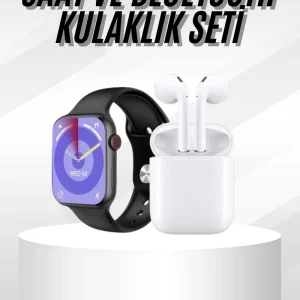 Yeni Nesil Akıllı Saat Ve Kulaklık Seti Gümüş Kasa Zarif Tasarım Çok Fonksiyonlu
