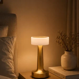 Gold Kare LED Masa Lambası Şarjlı Dimmer Kontrollü Dekoratif Işık