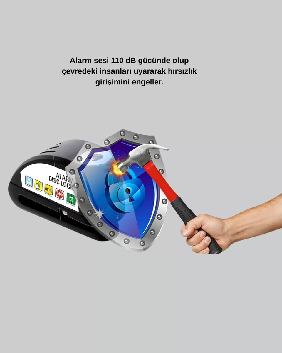 110 dB Alarmlı Disk Fren Kilidi Su Geçirmez Çelik Motosiklet Güvenlik Kilidi 5 110 dB Alarmlı Disk Fren Kilidi Su Geçirmez Çelik Motosiklet Güvenlik Kilidi - Görsel 5