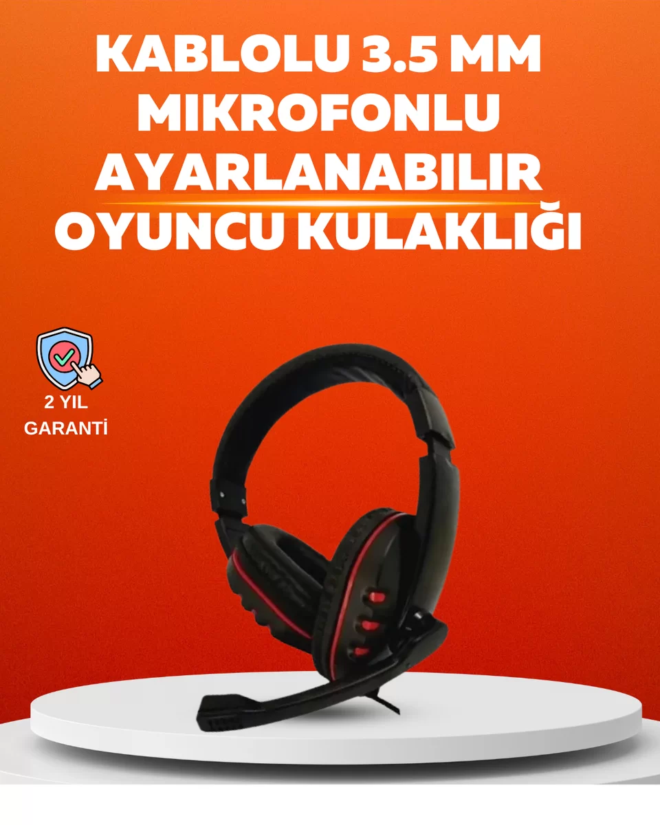 Stereo KırmızıKulaklığı Yumuşak Pedli Mikrofonlu