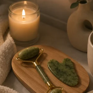 2 Parça Jade Stone Cilt Bakım Seti Şişkinlik Karşıtı Yüz Masajı