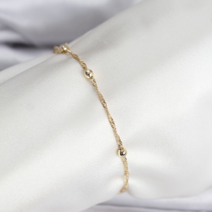 14K Gold Renk Kaplama Topçuklu Model CM Kadın Bileklik 5886