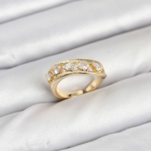 Pirinç Gold Renk Zirkon Taşlı Kadın Yüzük 5886