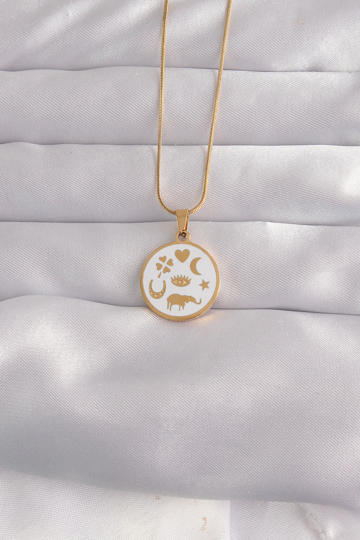 316L Çelik Gold Renk Beyaz Mineli Karışık Figürlü Tarot Kolye 5886 1 316L Çelik Gold Renk Beyaz Mineli Karışık Figürlü Tarot Kolye 5886