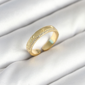 Gold Renk Şerit Zirkon Taşlı Kadın Yüzük 5886