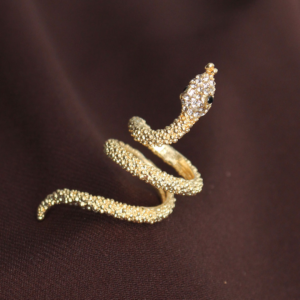 Ayarlanabilir Gold Renk Zirkon Taşlı Yılan Yüzük 5886