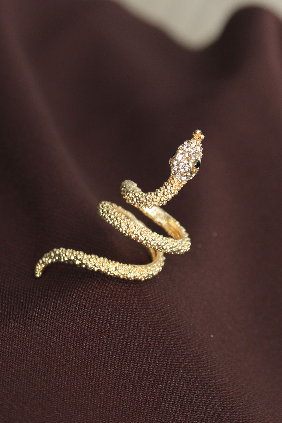 Ayarlanabilir Gold Renk Zirkon Taşlı Yılan Yüzük 5886 1 Ayarlanabilir Gold Renk Zirkon Taşlı Yılan Yüzük 5886
