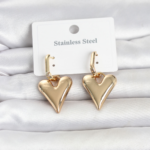 316L Çelik Gold Renk Kalp Modelli Kadın Küpe 5886