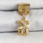 316L Çelik Sallantılı Zirkon Taşlı Ayıcık Model Gold Renk Nomination Charm 5886