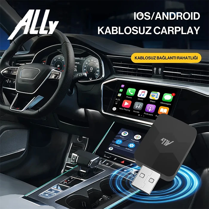 ALLY Kablosuz Car Play Adaptörü Apple Ve Android Cihazlar Için, Wireless Carplay Çevirici-(5775) 2 ALLY Kablosuz Car Play Adaptörü Apple Ve Android Cihazlar Için, Wireless Carplay Çevirici-(5775) - Görsel 2