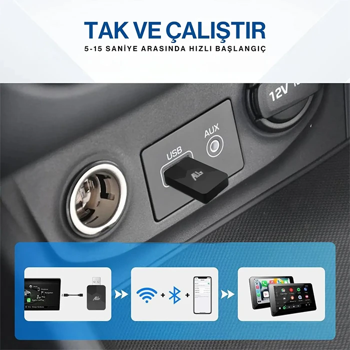 ALLY Kablosuz Car Play Adaptörü Apple Ve Android Cihazlar Için, Wireless Carplay Çevirici-(5775) 4 ALLY Kablosuz Car Play Adaptörü Apple Ve Android Cihazlar Için, Wireless Carplay Çevirici-(5775) - Görsel 4