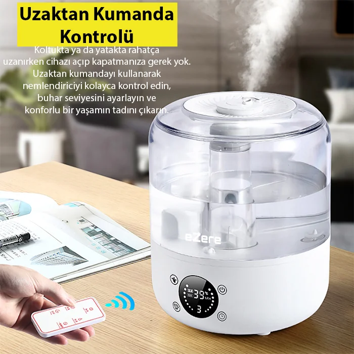 Ezere TH-413 Akıllı Dijital Hava Nemlendirici | 3L Kapasite, Dokunmatik Panel, Uzaktan Kumanda, Sessiz Çalışma-(5775) 2 Ezere TH-413 Akıllı Dijital Hava Nemlendirici | 3L Kapasite, Dokunmatik Panel, Uzaktan Kumanda, Sessiz Çalışma-(5775) - Görsel 2