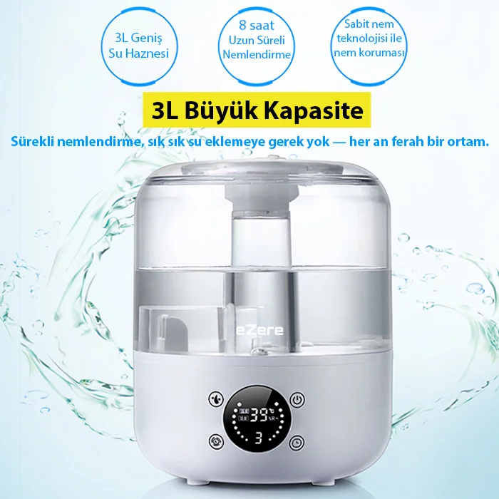 Ezere TH-413 Akıllı Dijital Hava Nemlendirici | 3L Kapasite, Dokunmatik Panel, Uzaktan Kumanda, Sessiz Çalışma-(5775) 4 Ezere TH-413 Akıllı Dijital Hava Nemlendirici | 3L Kapasite, Dokunmatik Panel, Uzaktan Kumanda, Sessiz Çalışma-(5775) - Görsel 4
