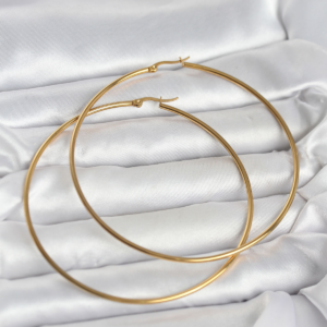 Haydiburaya 99 316L Çelik Gold Renk 80 mm Kadın Halka Küpe 5886