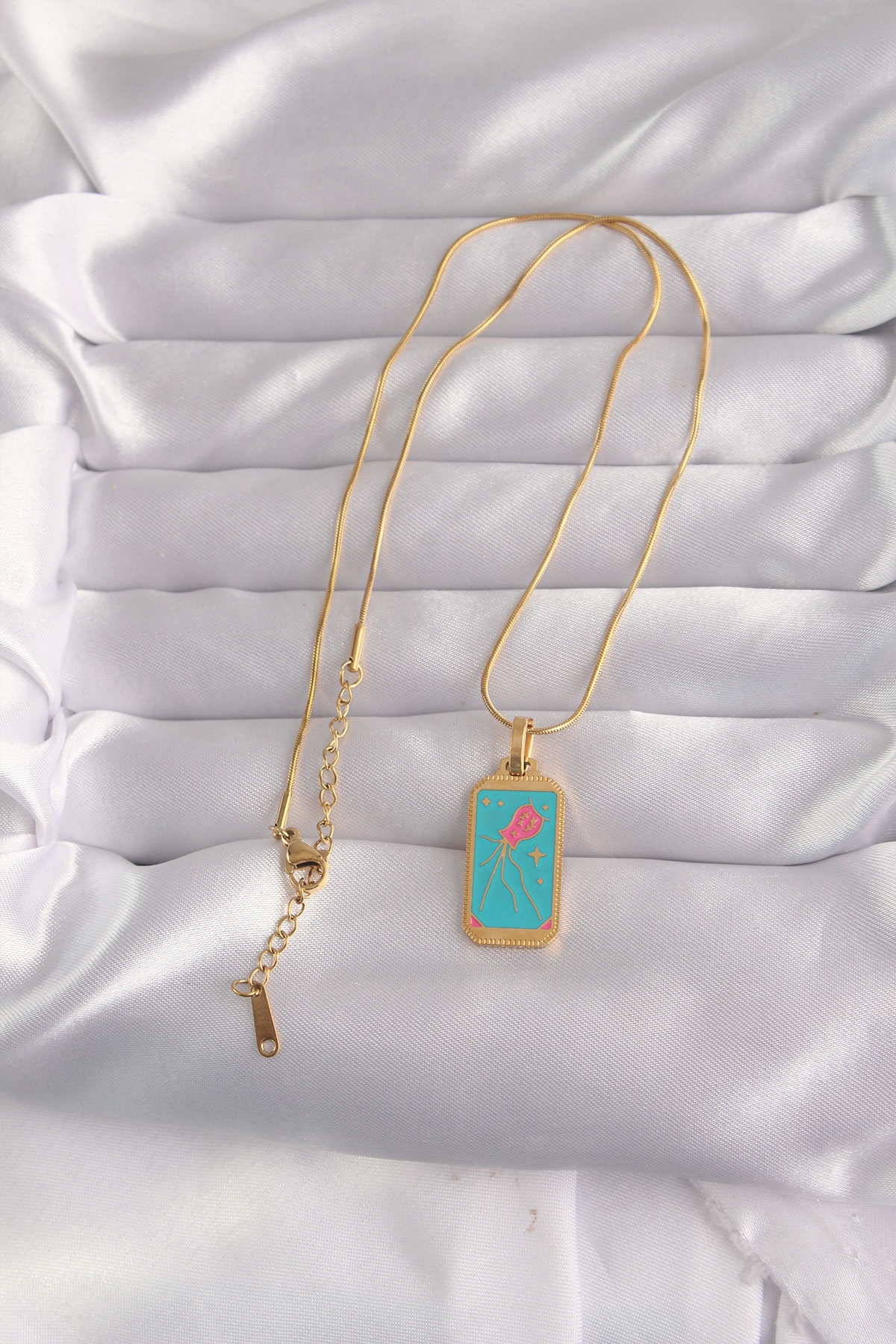 316L Çelik Gold Renk Mavi Mineli Tarot Kolye 5886 2 316L Çelik Gold Renk Mavi Mineli Tarot Kolye 5886 - Görsel 2
