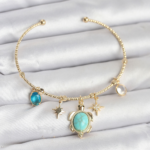Caretta Caretta Charmlı Gold Renk Kadın Bileklik 5886