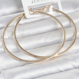 Gold Renk Pirinç Köşeli Kenar Halka 72 mm Kadın Küpe 5886