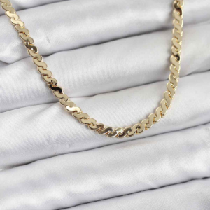 Pirinç Gold Renk Yassı Zincir Kadın Kolye 5886