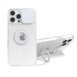 Haydiburaya 88 Ally iPhone 13 Pro 6.1 inç Kılıf Sürgülü Kamera Lens Korumalı Yüzük Standlı Silikon Kılıf-(5775)