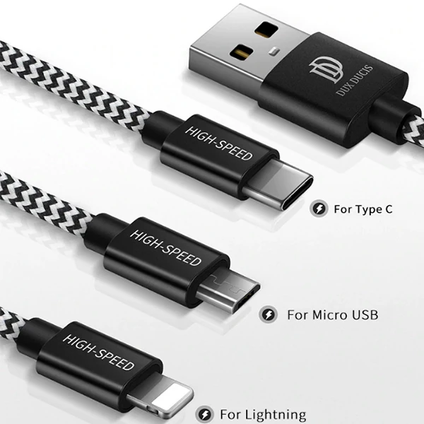 DUX DUCIS 3in1 Usb Type C-İPhone Ve Mikro Kopmaz Usb kablo Hızlı Şarj-(5775) 2 DUX DUCIS 3in1 Usb Type C-İPhone Ve Mikro Kopmaz Usb kablo Hızlı Şarj-(5775) - Görsel 2