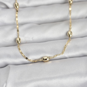 CM 14K Gold Renk Damla Topçuklu Zincir Model 60 cm Kadın Kolye 5886