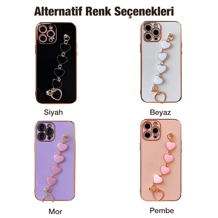 Ally iPhone 12 Pro 6.1inç Kılıf Kalp Bileklik Tutuculu Lüx Silikon Askılı Kılıf 3 Ally iPhone 12 Pro 6.1inç Kılıf Kalp Bileklik Tutuculu Lüx Silikon Askılı Kılıf - Görsel 3