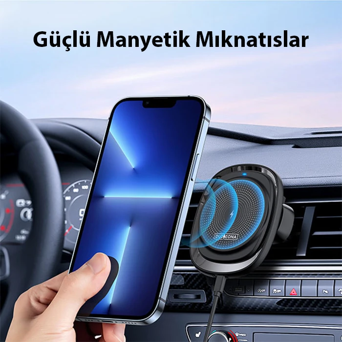 Duzzona V1 15W Manyetik Kablosuz Wireless Hızlı Şarjlı Araç İçi Telefon Tutucu 3 Duzzona V1 15W Manyetik Kablosuz Wireless Hızlı Şarjlı Araç İçi Telefon Tutucu - Görsel 3