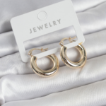 Gold Renk Pirinç Halka 20 mm Kadın Küpe 5886