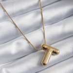 316L Çelik Gold Renk Bubble "T" Harf Model Kadın Kolye 5886