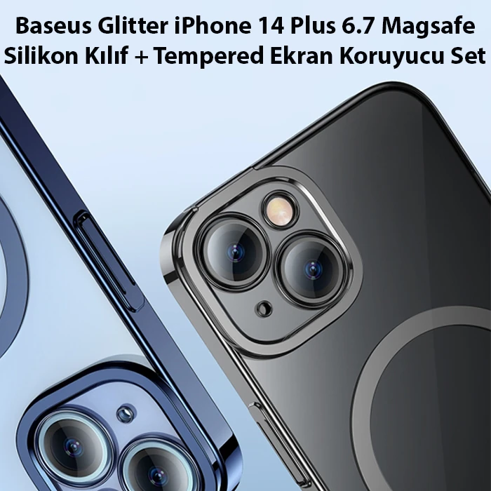 Baseus Glitter iPhone 14 Plus 6.7 Magsafe Silikon Kılıf + Tempered Ekran Koruyucu Set 3 Baseus Glitter iPhone 14 Plus 6.7 Magsafe Silikon Kılıf + Tempered Ekran Koruyucu Set - Görsel 3