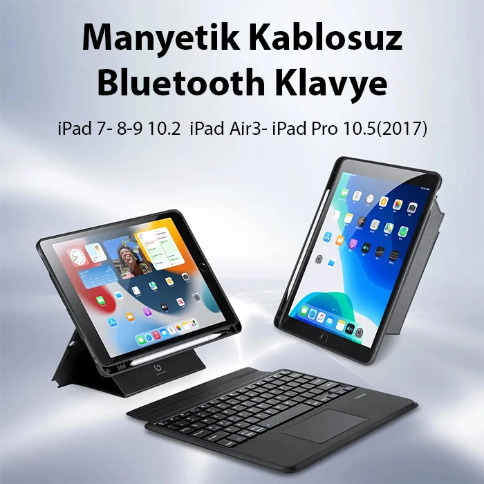 Dux Ducis iPad 7- 8-9 10.2 iPad Air3- iPad Pro 10.5(2017) DK Series Kablosuz Bluetooth Klavye 2 Dux Ducis iPad 7- 8-9 10.2 iPad Air3- iPad Pro 10.5(2017) DK Series Kablosuz Bluetooth Klavye - Görsel 2